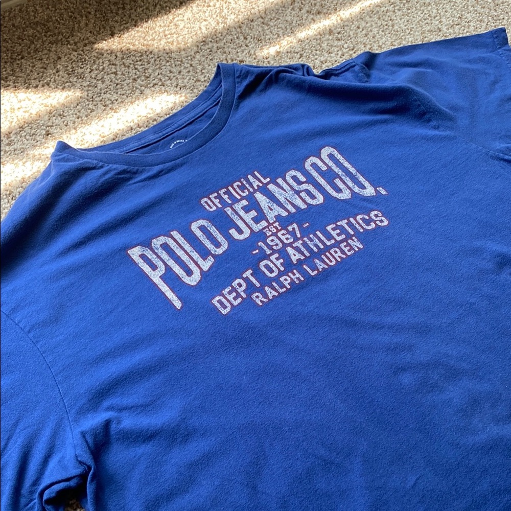 Polo Jeans Co. Men’s Department of Athletics Blue Short Sleeve Graphic T-Shirt